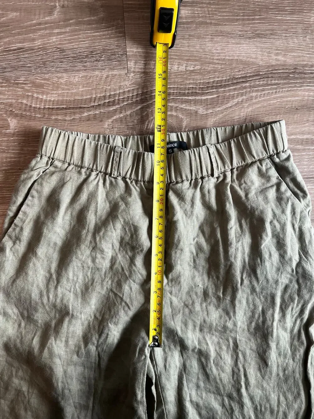 Quince khaki linen blend pull on pants womens small elastic waist